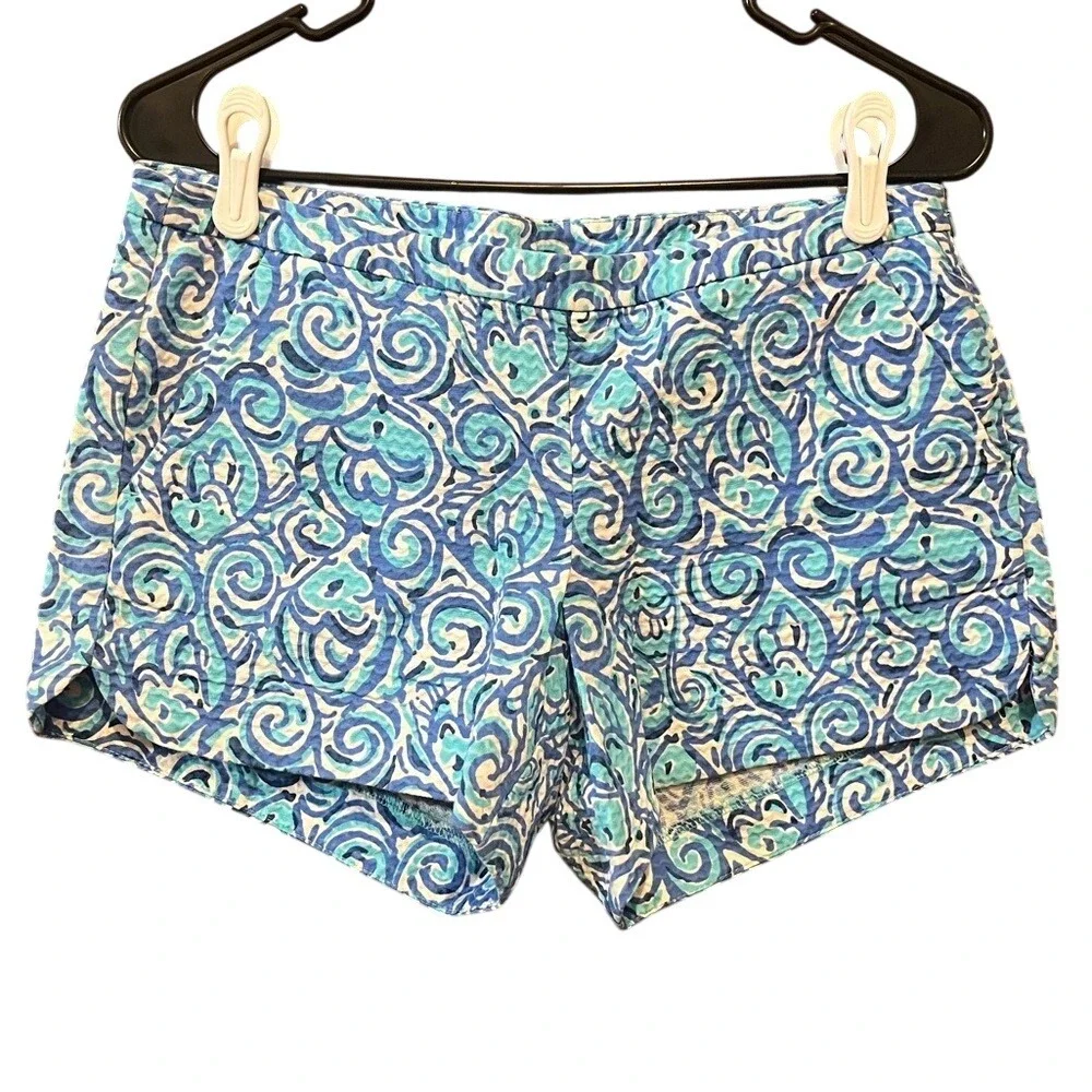 Lilly Pulitzer Printed Lounge ShortsBlue White Paisley fish Pattern Casual Comfy